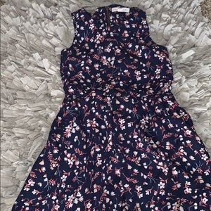 NWOT Navy blue, pink/white floral print dress